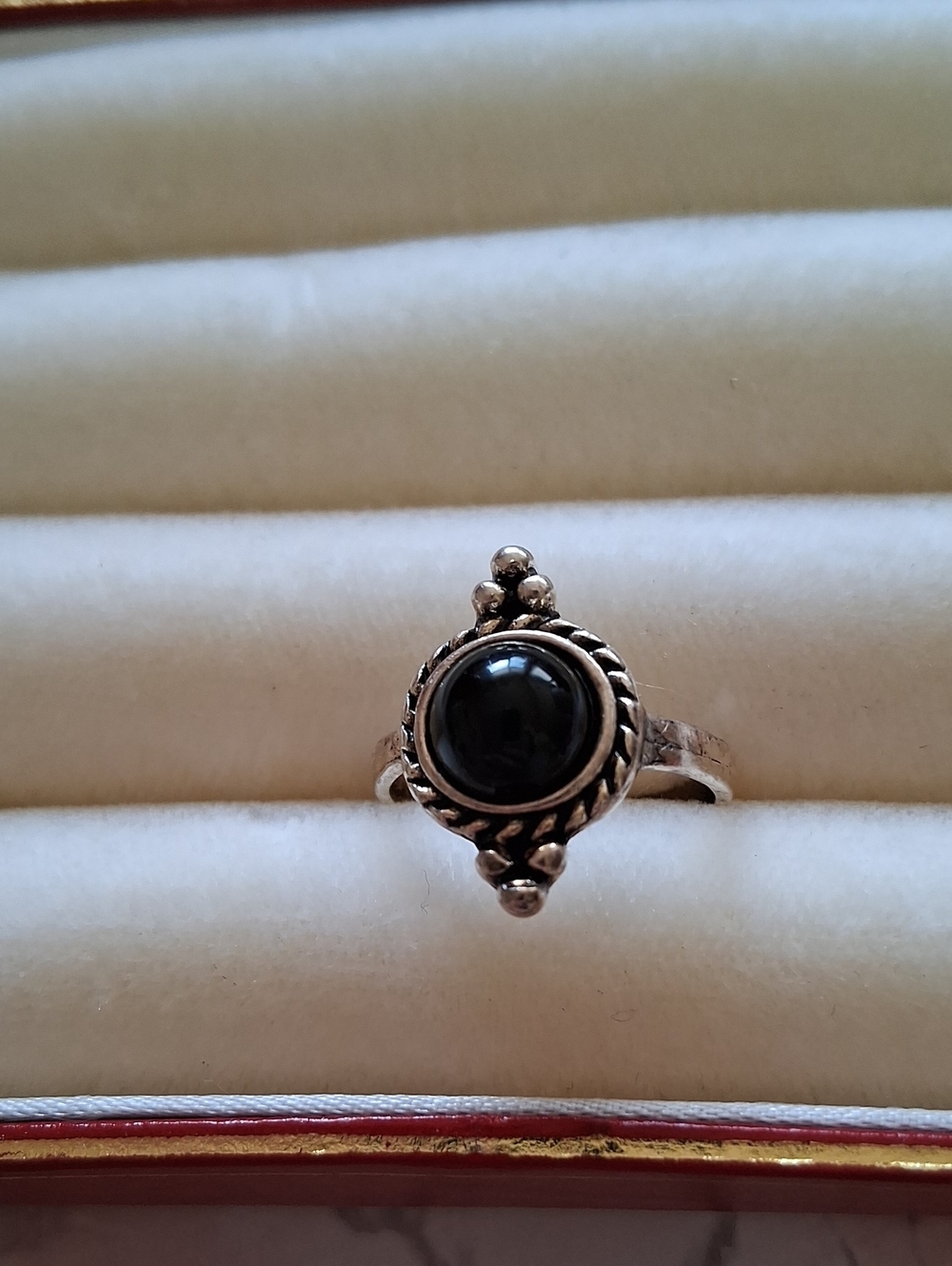 Source Unknown Silver Ring with Black Cabochon